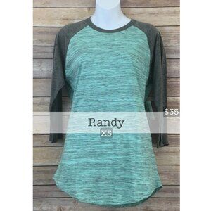 NWT Lularoe Randy T Womens size XS gray mint green baseball raglan sleeves NEW